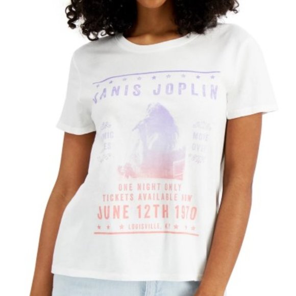 Junk Food Clothing Tops - Junk Food Women's Janis Joplin-Graphic Cotton T-Shirt